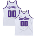 Custom White Purple-Gray Authentic Throwback Basketball Jersey photo 1