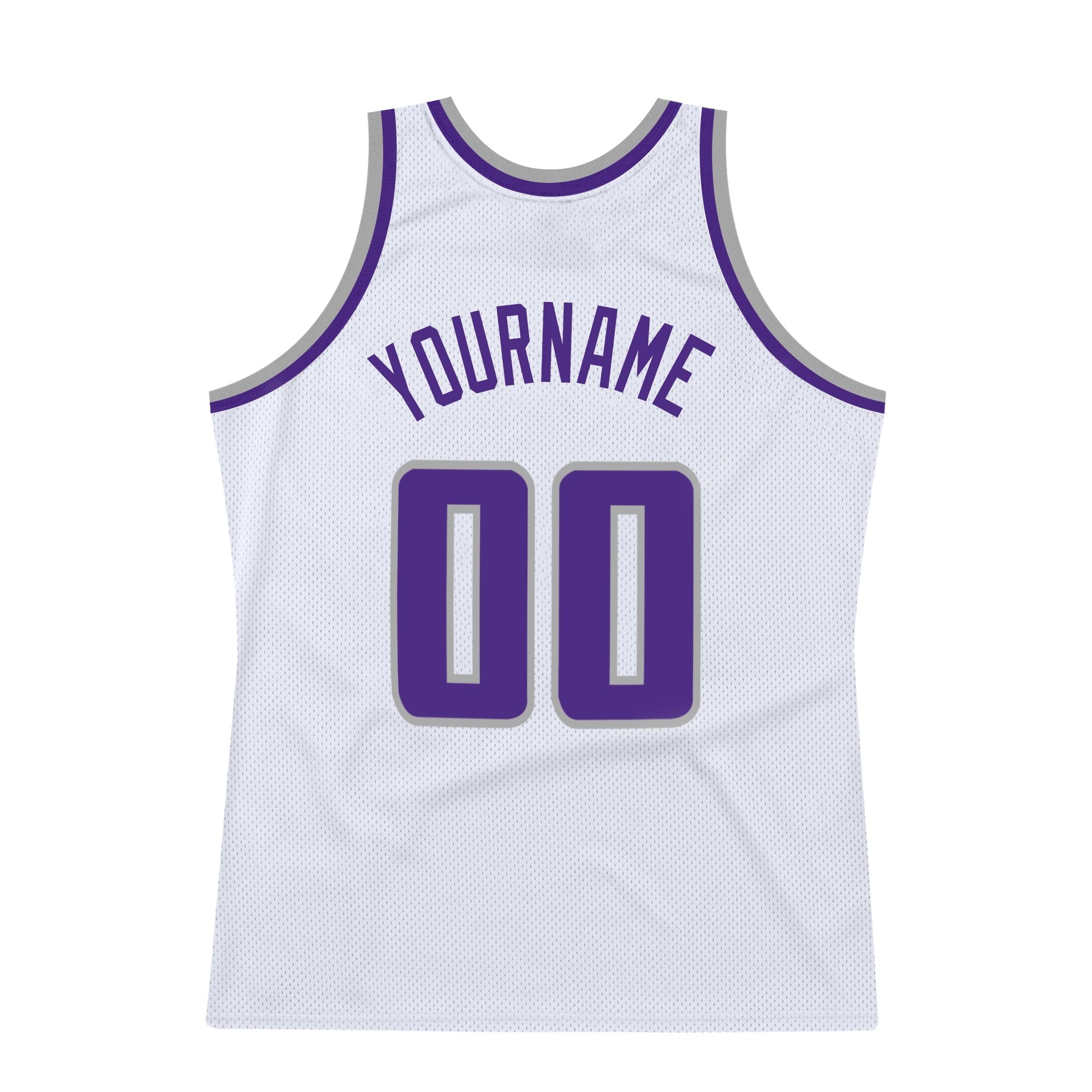 Custom White Purple-Gray Authentic Throwback Basketball Jersey photo 5