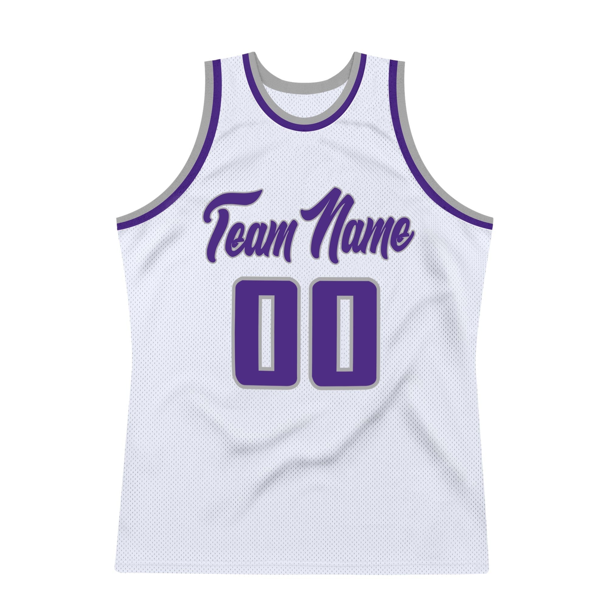 Custom White Purple-Gray Authentic Throwback Basketball Jersey photo 6