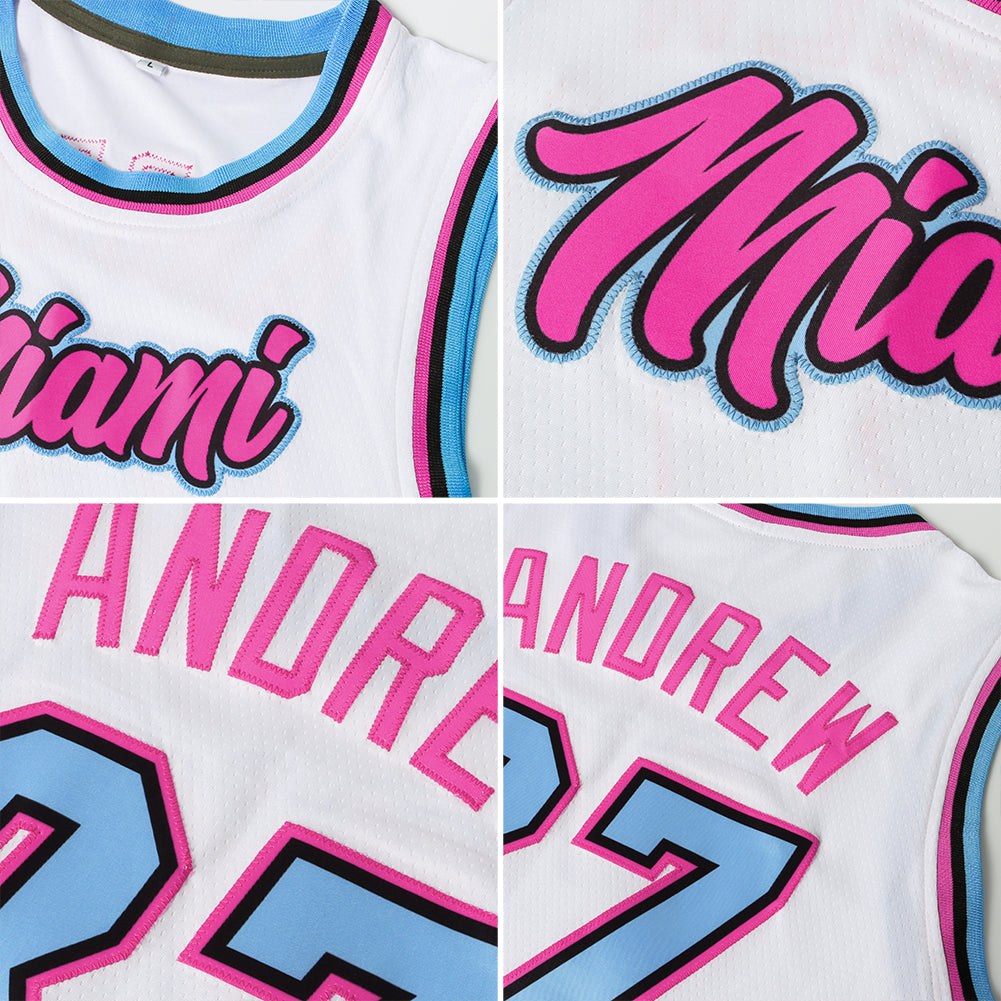 Custom White Red-Black Authentic Throwback Basketball Jersey photo 4