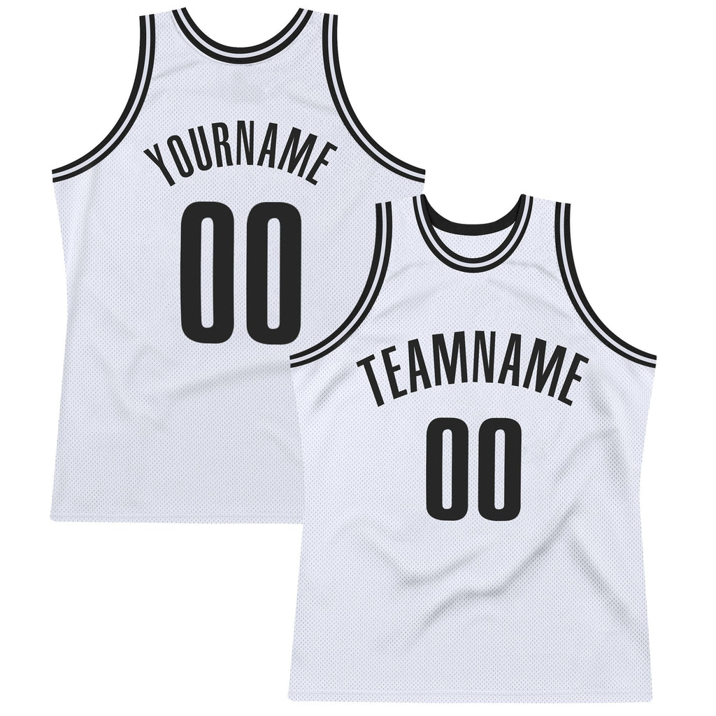 Custom White Black Authentic Throwback Basketball Jersey photo 1