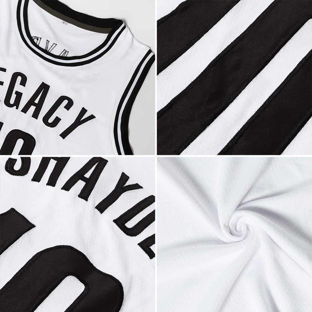 Custom White Black Authentic Throwback Basketball Jersey photo 4