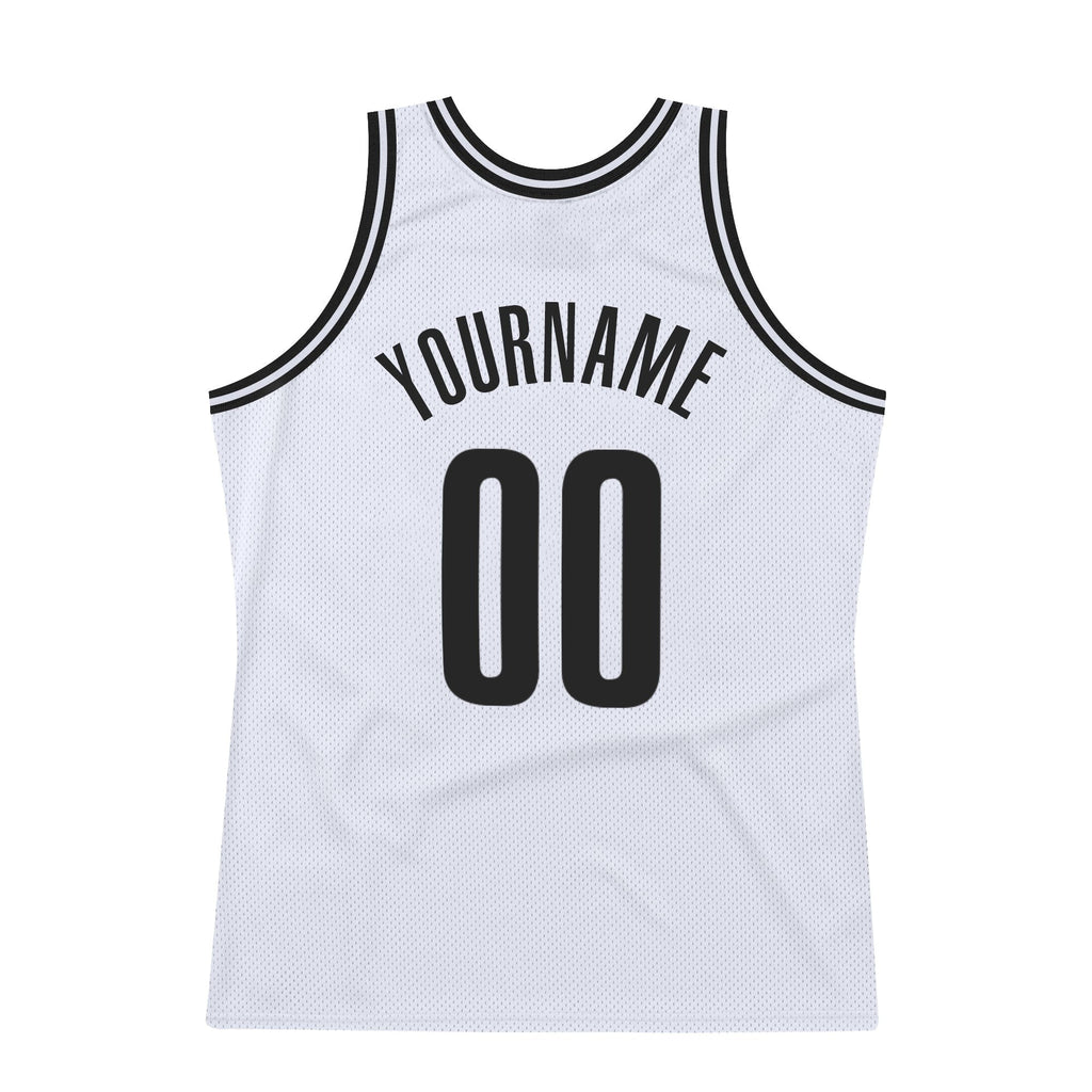 Custom White Black Authentic Throwback Basketball Jersey photo 5