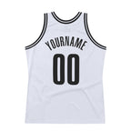 Custom White Black Authentic Throwback Basketball Jersey photo 5