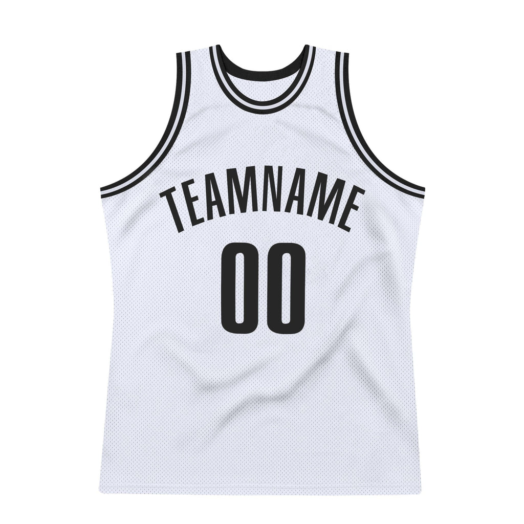 Custom White Black Authentic Throwback Basketball Jersey photo 6
