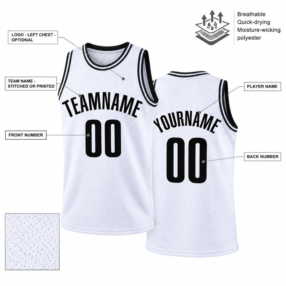 Custom White Authentic Throwback Basketball Jersey with Black Lettering Design 0445 customization guide