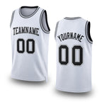 Custom White Black-Gray Authentic Throwback Basketball Jersey