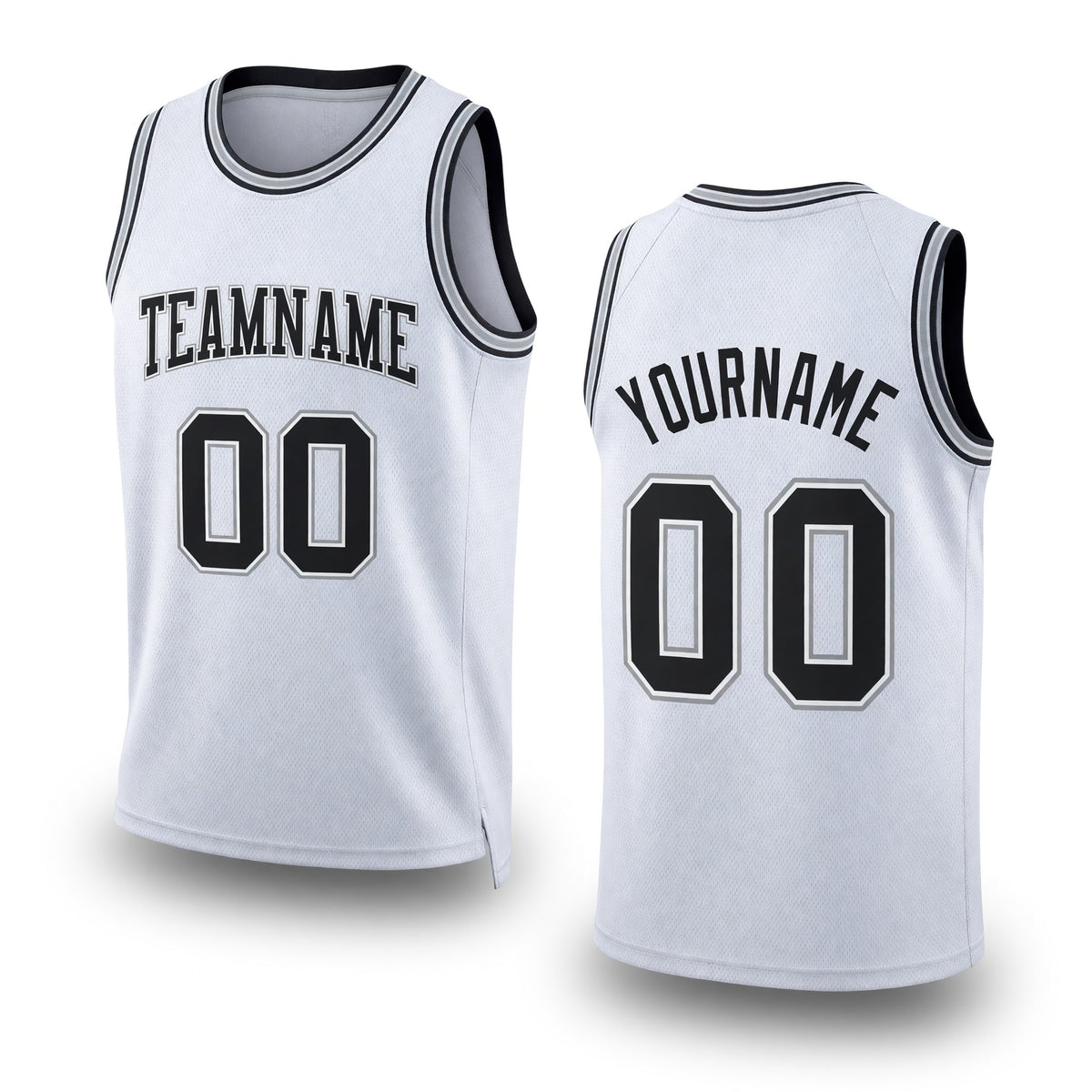 Custom White Black-Gray Authentic Throwback Basketball Jersey
