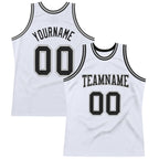 Custom White Black-Gray Authentic Throwback Basketball Jersey photo 1