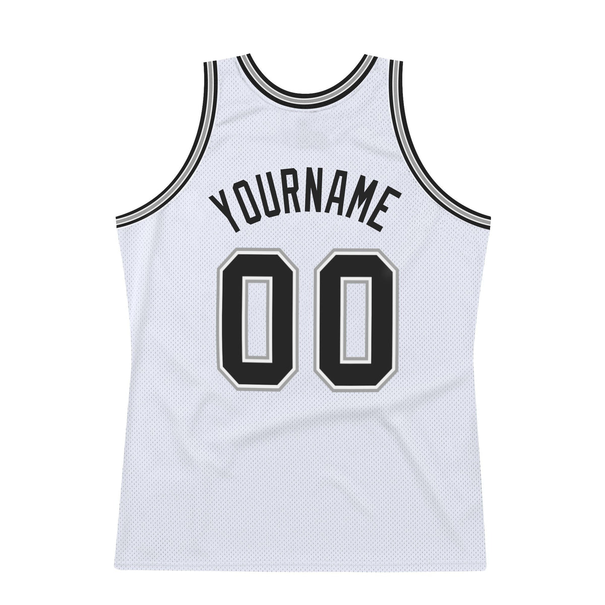 Custom White Black-Gray Authentic Throwback Basketball Jersey photo 4