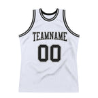 Custom White Black-Gray Authentic Throwback Basketball Jersey photo 5
