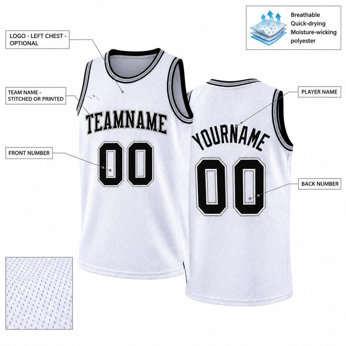 Custom White Authentic Throwback Basketball Jersey with Black and Gray Lettering Design 0446 customization guide