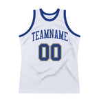 Custom White Royal-Gold Authentic Throwback Basketball Jersey photo 6