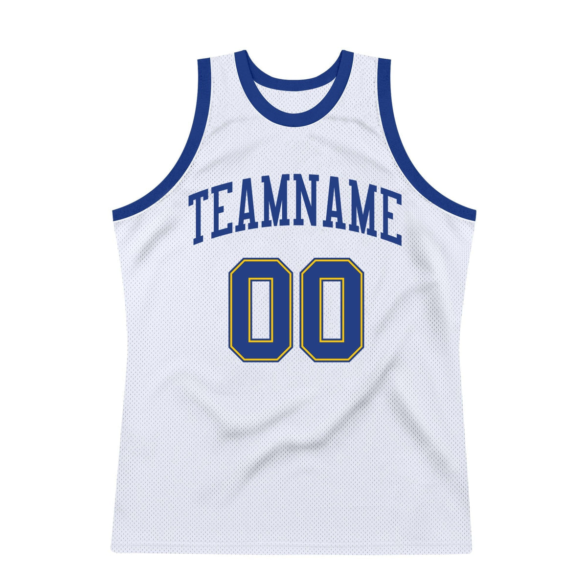Custom White Royal-Gold Authentic Throwback Basketball Jersey photo 6