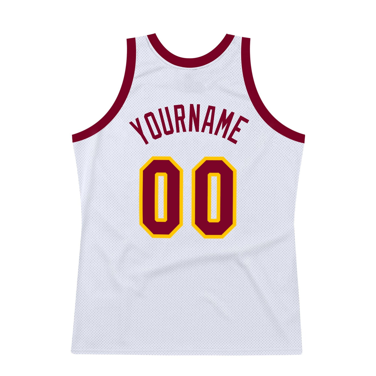 Custom White Maroon-Gold Authentic Throwback Basketball Jersey photo 5