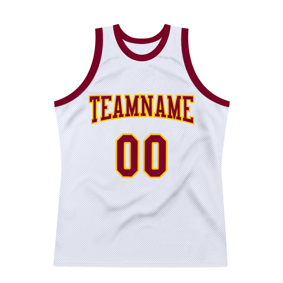 Custom White Maroon-Gold Authentic Throwback Basketball Jersey photo 6