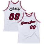 Custom White Maroon-Black Authentic Throwback Basketball Jersey