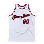 Custom White Maroon-Black Authentic Throwback Basketball Jersey photo 6