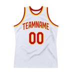 Custom White Red-Gold Authentic Throwback Basketball Jersey photo 6