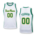 Custom White Kelly Green-Gold Authentic Throwback Basketball Jersey
