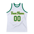 Custom White Kelly Green-Gold Authentic Throwback Basketball Jersey photo 6