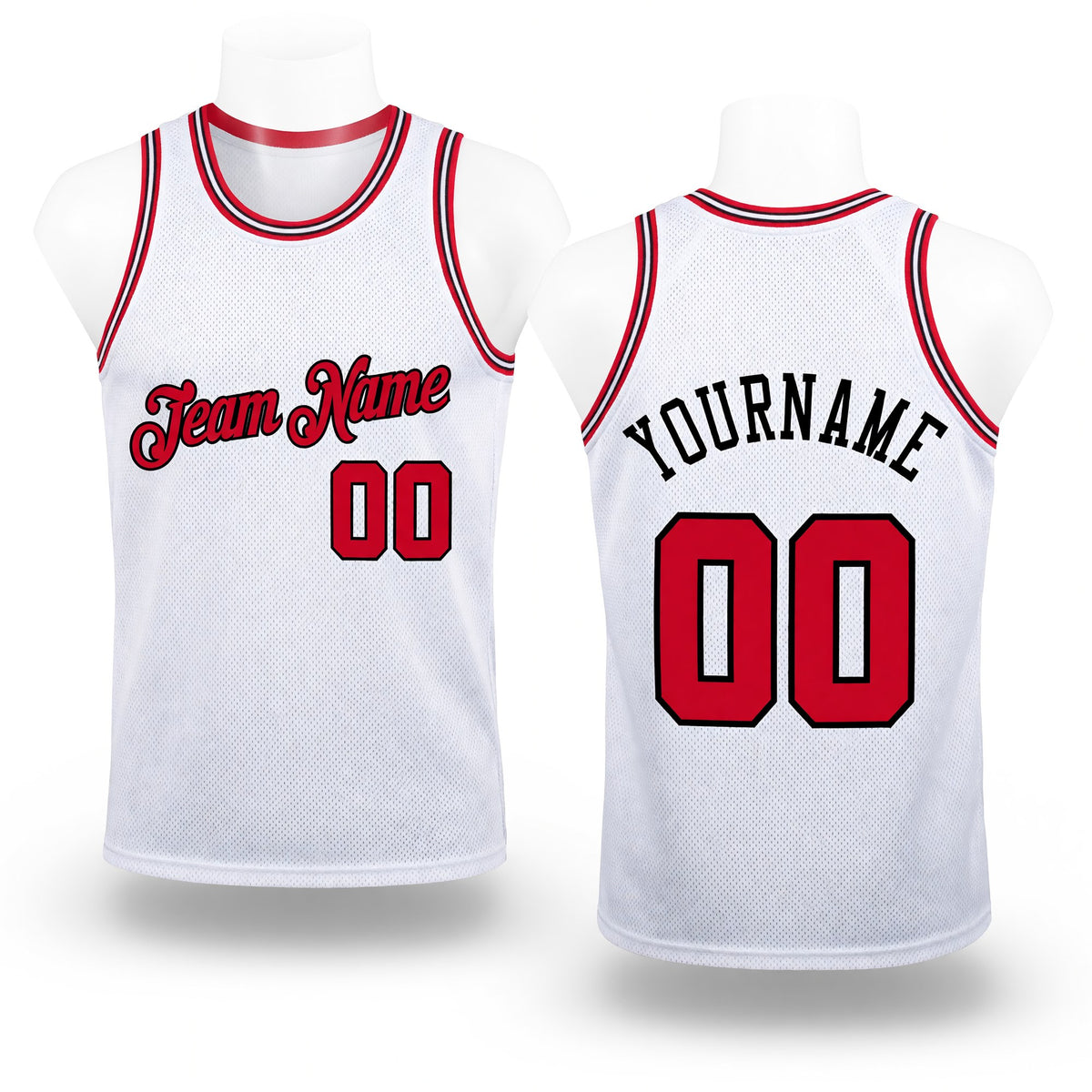 Custom White Red-Black Authentic Throwback Basketball Jersey