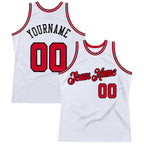 Custom White Red-Black Authentic Throwback Basketball Jersey photo 1