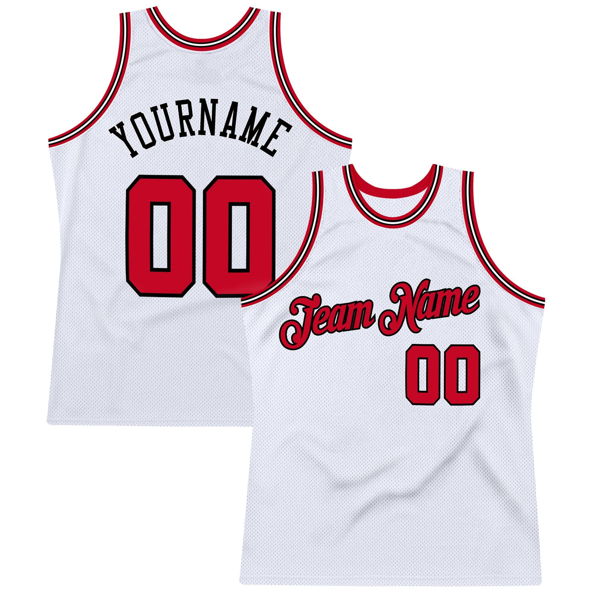Custom White Red-Black Authentic Throwback Basketball Jersey photo 1