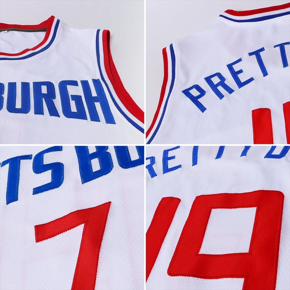 Custom White Red-Black Authentic Throwback Basketball Jersey photo 4