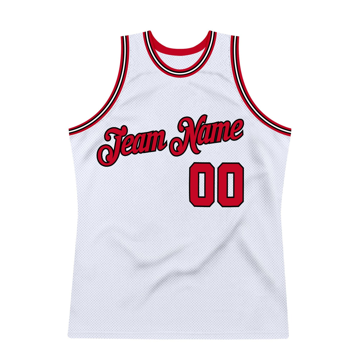 Custom White Red-Black Authentic Throwback Basketball Jersey photo 6