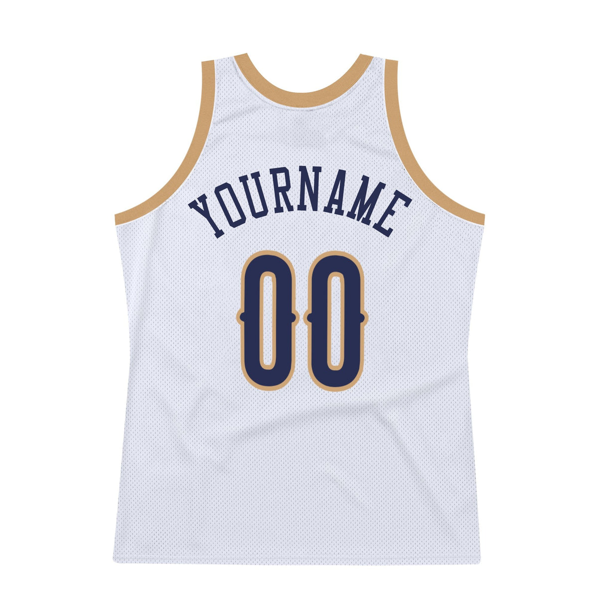Custom White Navy-Old Gold Authentic Throwback Basketball Jersey photo 4