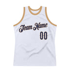 Custom White Navy-Old Gold Authentic Throwback Basketball Jersey photo 5