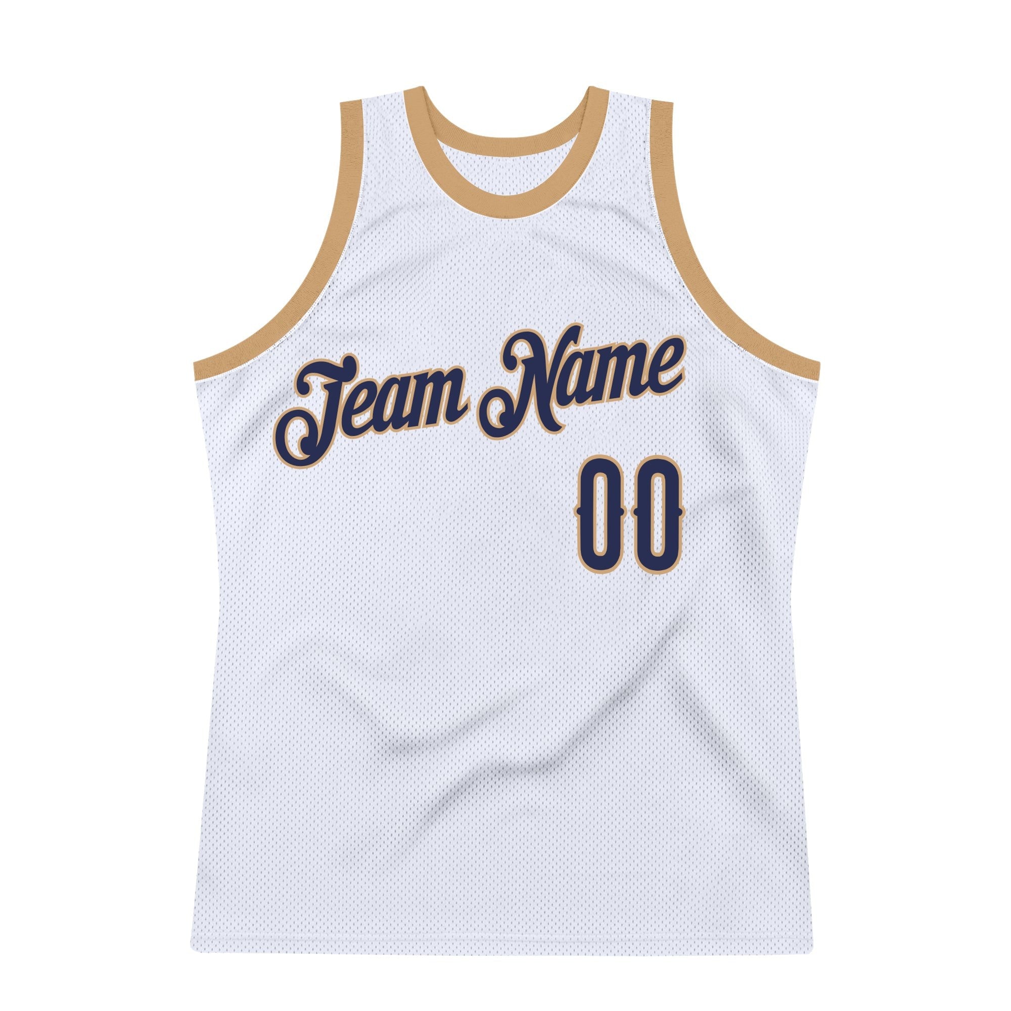 Custom White Navy-Old Gold Authentic Throwback Basketball Jersey photo 5