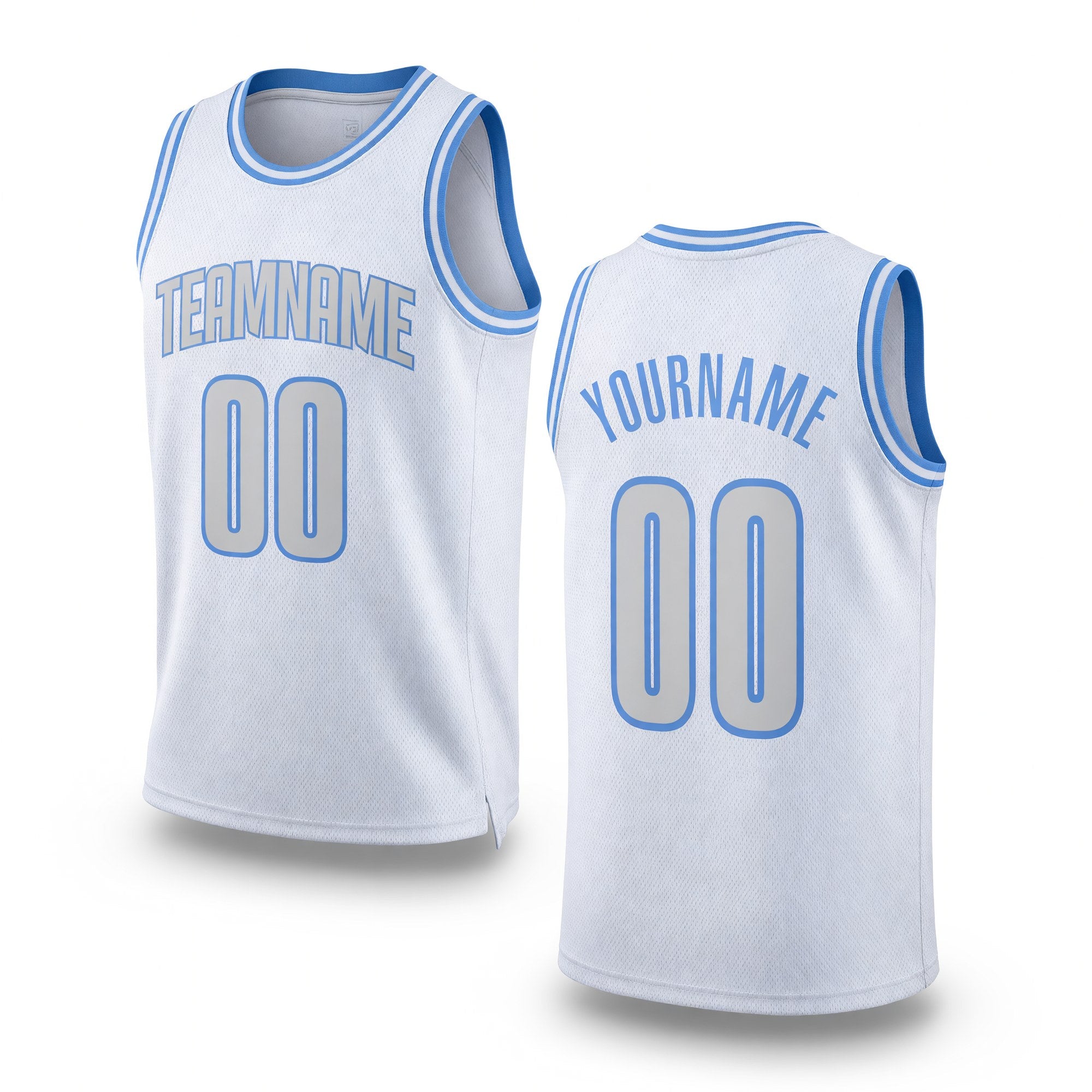 Custom White Light Gray-Light Blue Authentic Throwback Basketball Jersey