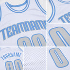Custom White Light Gray-Light Blue Authentic Throwback Basketball Jersey detail