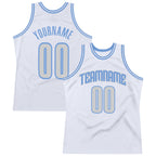 Custom White Light Gray-Light Blue Authentic Throwback Basketball Jersey photo 1