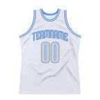 Custom White Light Gray-Light Blue Authentic Throwback Basketball Jersey photo 6