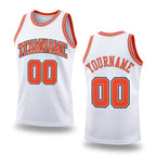 Custom White Orange-Gray Authentic Throwback Basketball Jersey