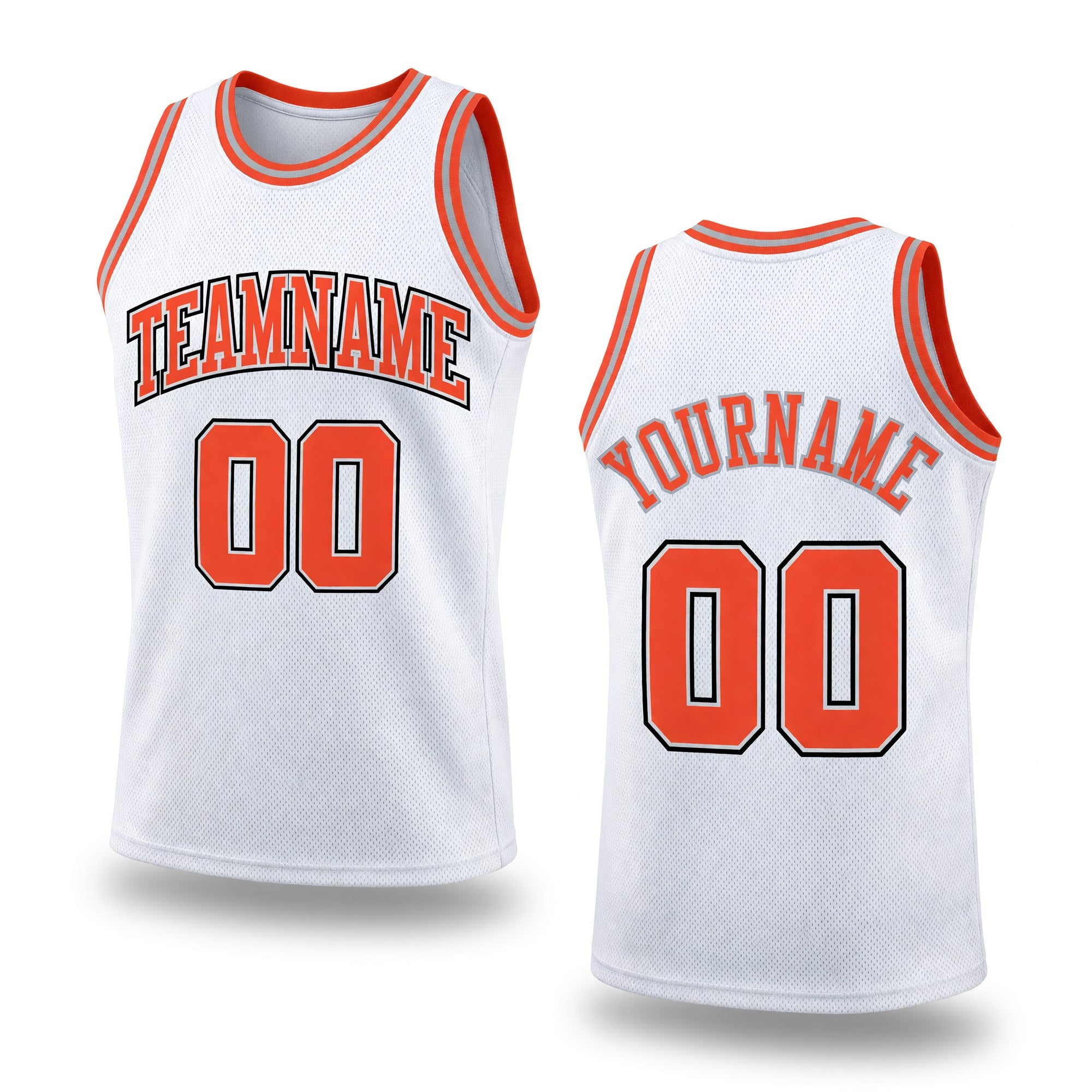 Custom White Orange-Gray Authentic Throwback Basketball Jersey