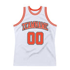 Custom White Orange-Gray Authentic Throwback Basketball Jersey photo 4