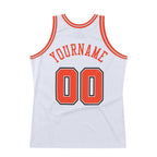 Custom White Orange-Gray Authentic Throwback Basketball Jersey photo 5