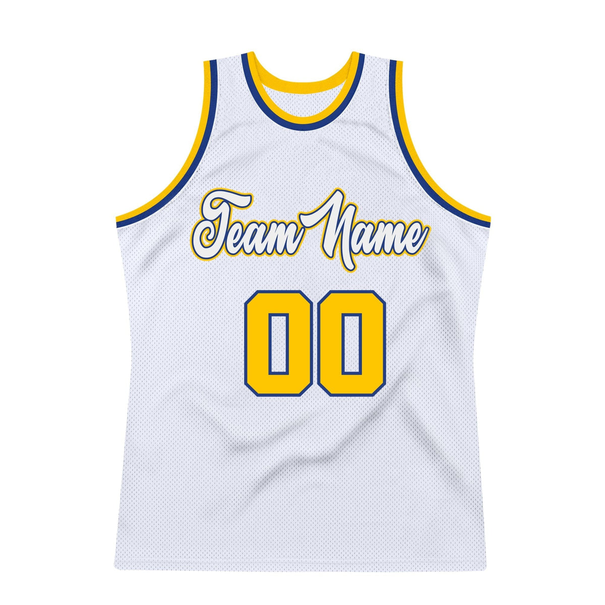 Custom White Royal-Gold Authentic Throwback Basketball Jersey photo 4