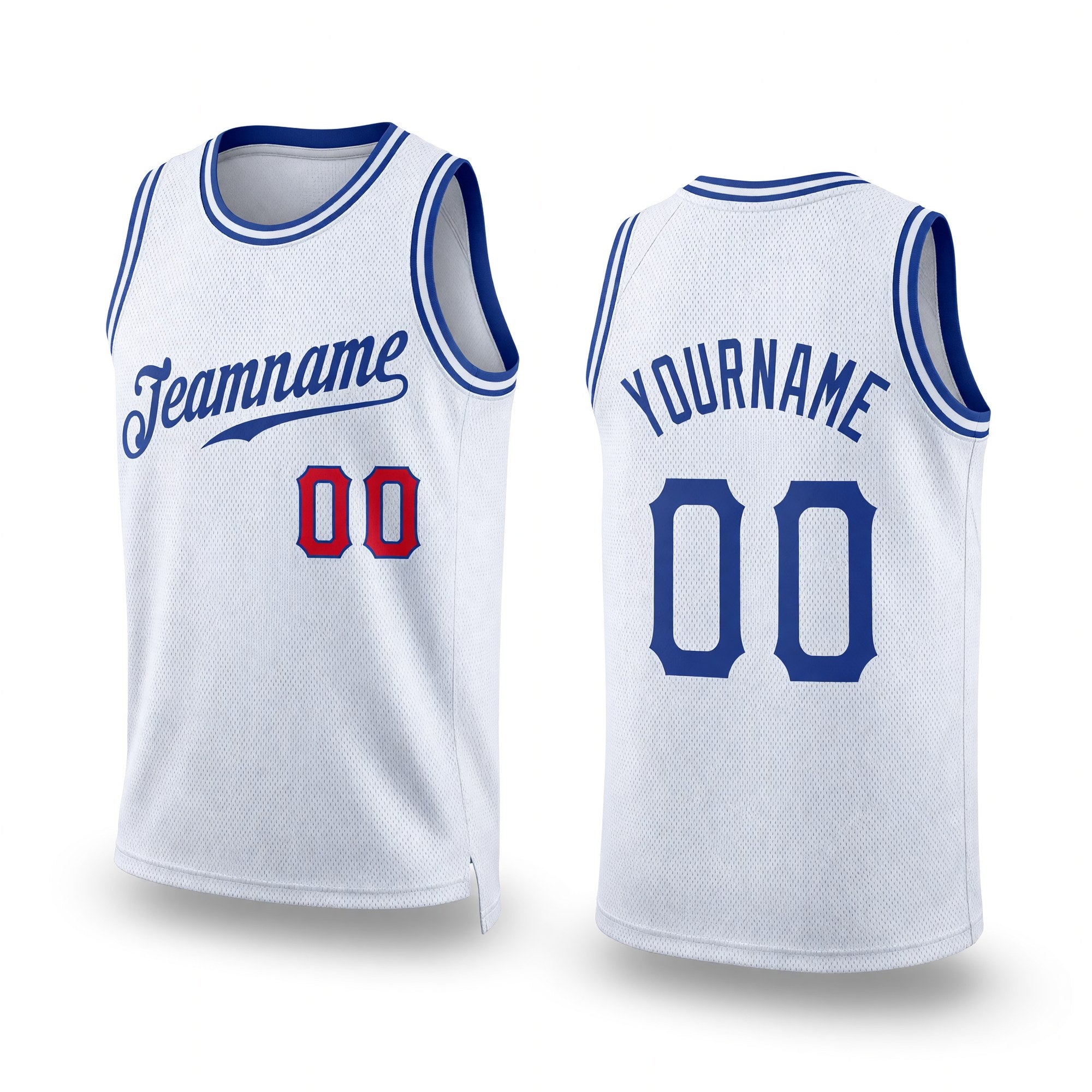 Custom White Royal-Red Authentic Throwback Basketball Jersey