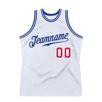 Custom White Royal-Red Authentic Throwback Basketball Jersey photo 4