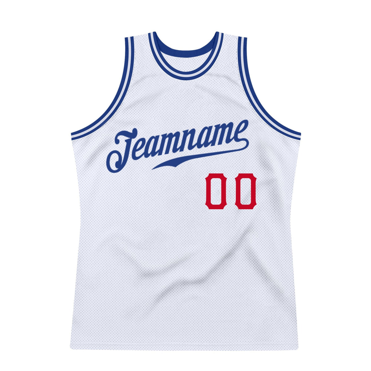 Custom White Royal-Red Authentic Throwback Basketball Jersey photo 4