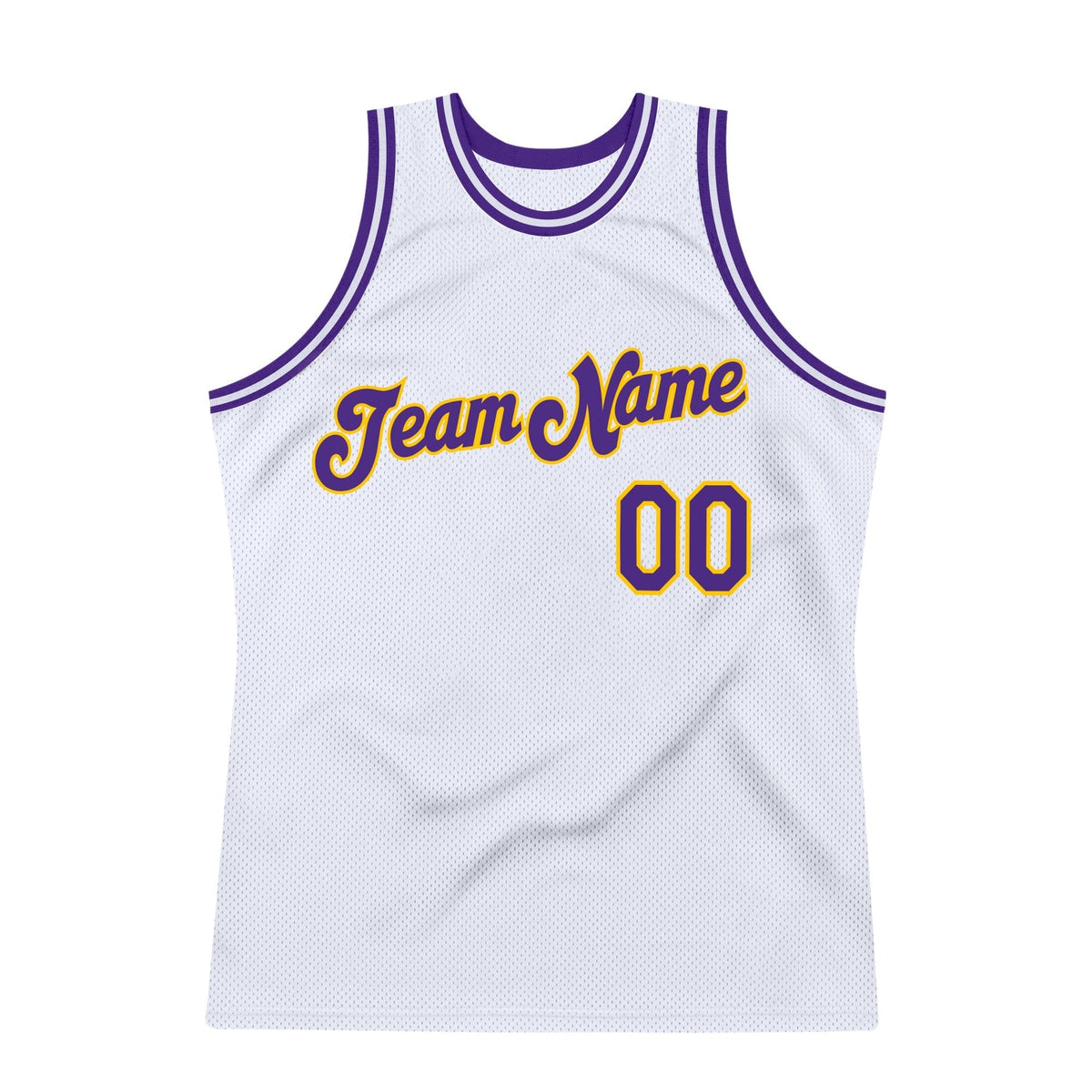 Custom White Purple-Gold Authentic Throwback Basketball Jersey photo 4