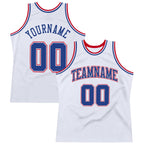 Custom White Royal-Red Authentic Throwback Basketball Jersey photo 1