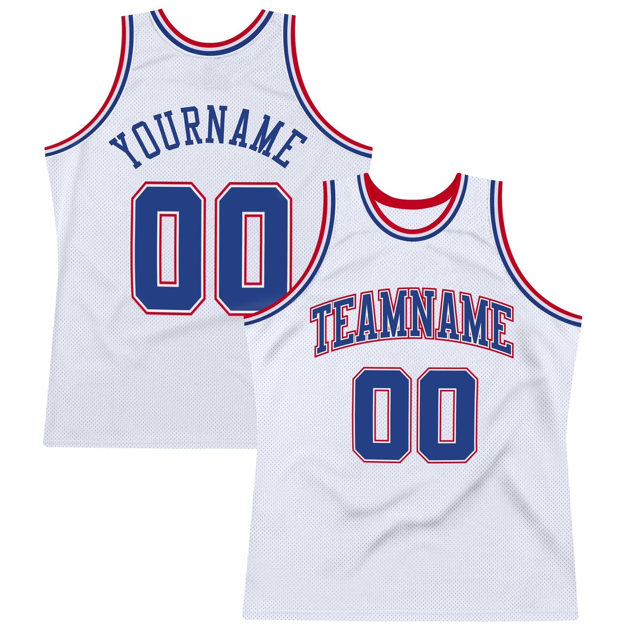 Custom White Royal-Red Authentic Throwback Basketball Jersey photo 1