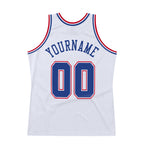 Custom White Royal-Red Authentic Throwback Basketball Jersey photo 5
