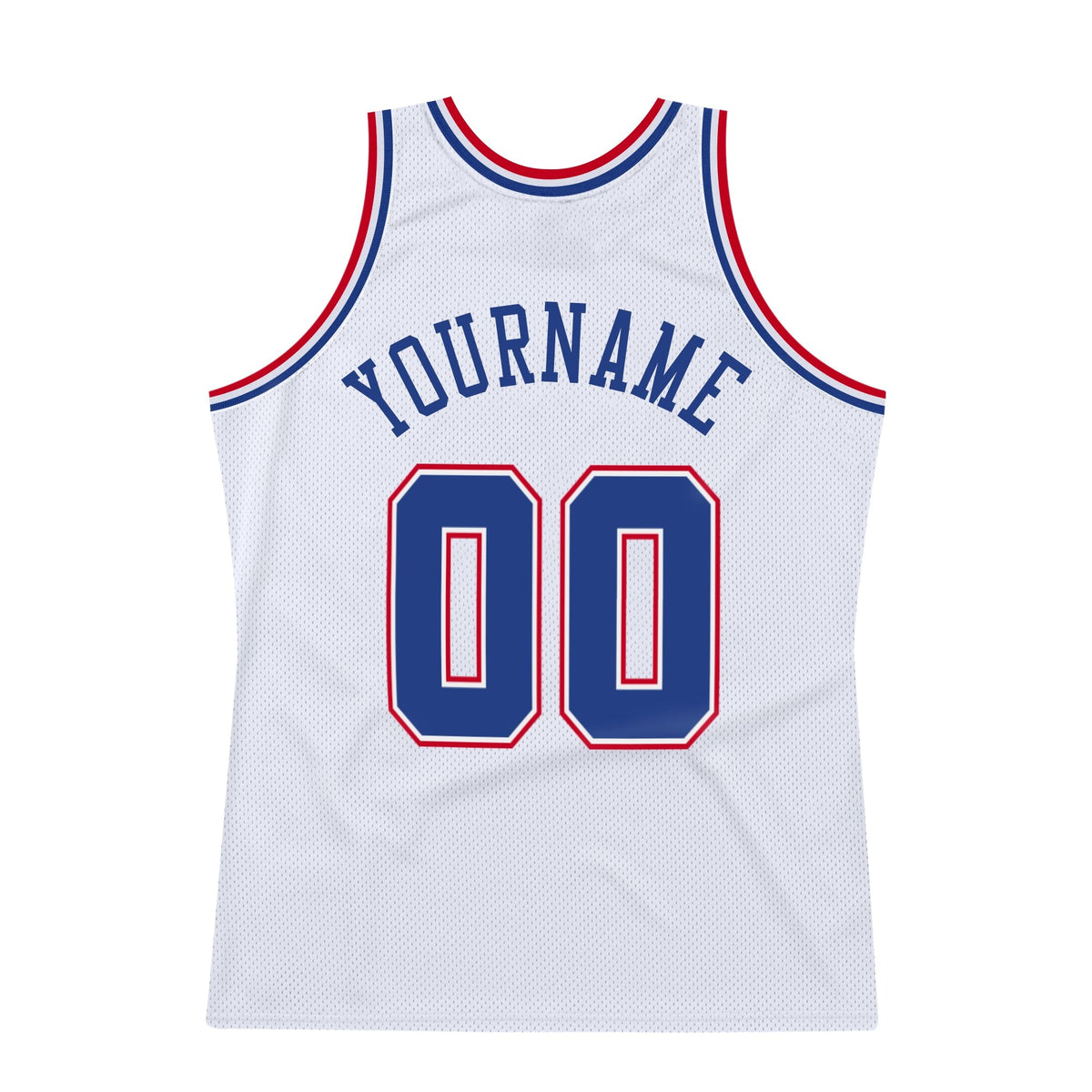 Custom White Royal-Red Authentic Throwback Basketball Jersey photo 5